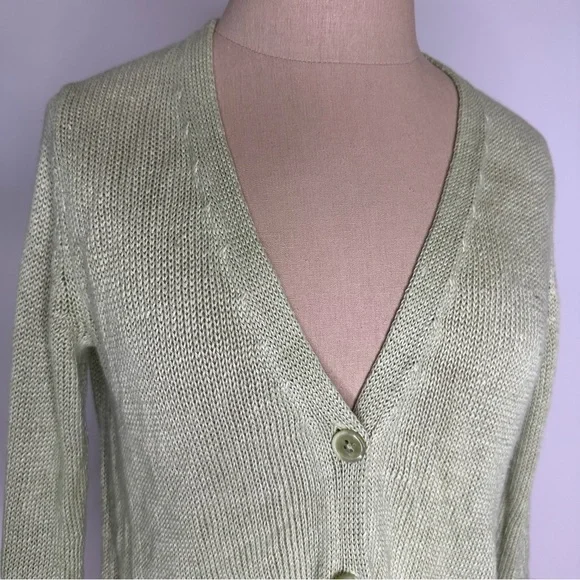 Talbots Y2K knit green linen cardigan Small - Picture 13 of 16